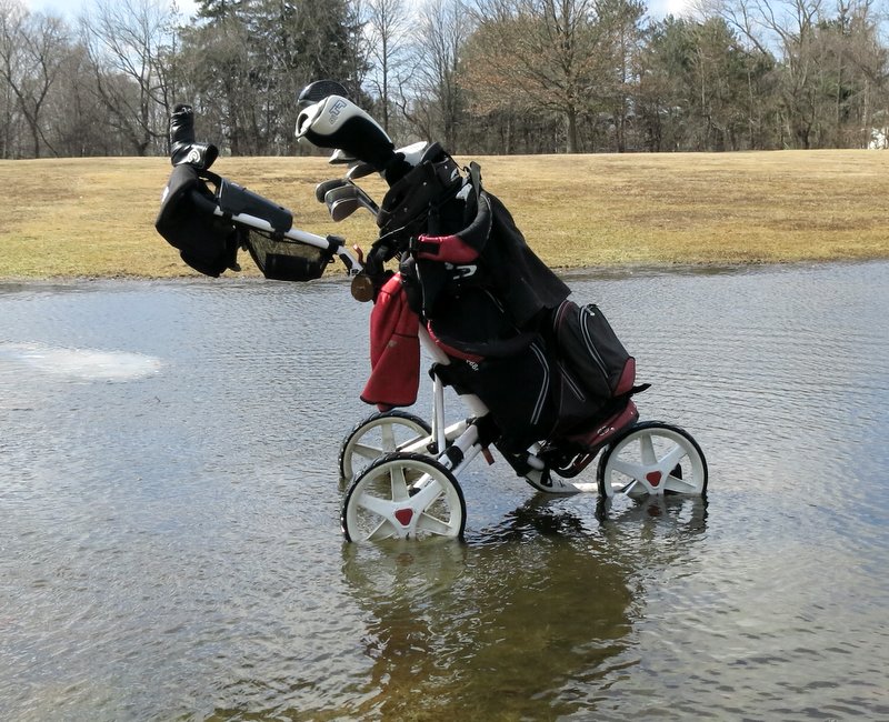 My pushcart at D. Fairchild Wheeler Golf Course, March 20, 2014.